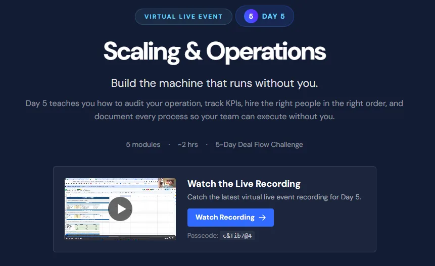Day 5: Build for the Future — 90-day action plan, hiring, and monthly review system